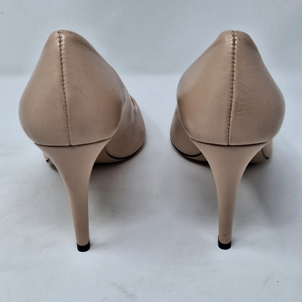 Bruno Magli Nude Telma Leather Pointed Toe Pump Heels